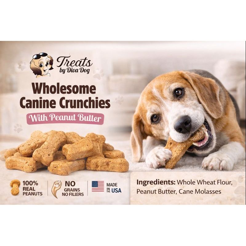 Treats by Diva Dog: Wholesome Canine Crunchies with Peanut Butter Dog Biscuits