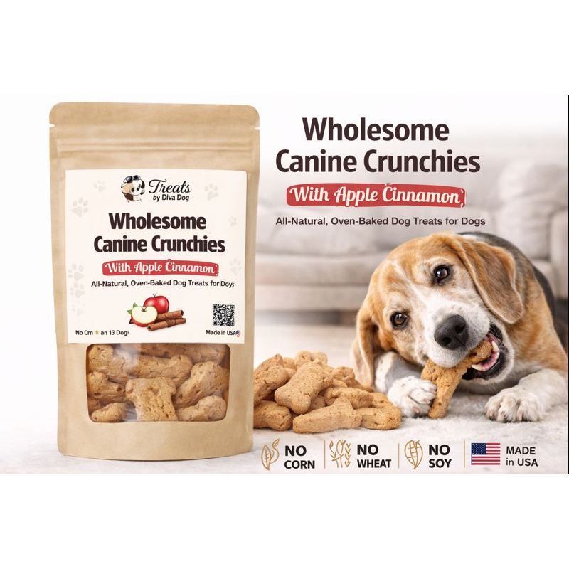 Treats by Diva Dog: Wholesome Canine Crunchie With Apple Cinnamon Dog Biscuits