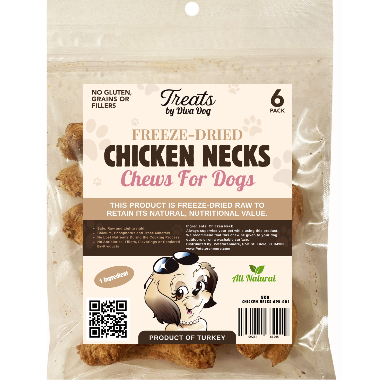Treats by Diva Dog Freeze Dried Chicken Necks