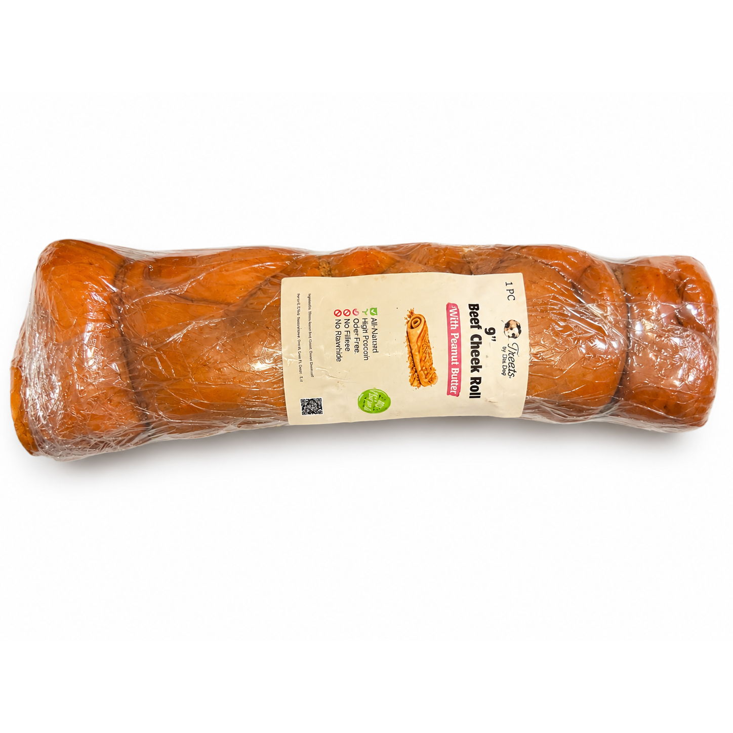 Beef Cheek Roll with Peanut Butter, Long Lasting Natural Dog Chew, Treats by Diva Dog